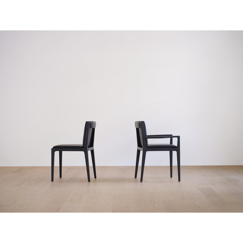 Jona Leather Arm Chair, Milano Black 2522, Natural Walnut