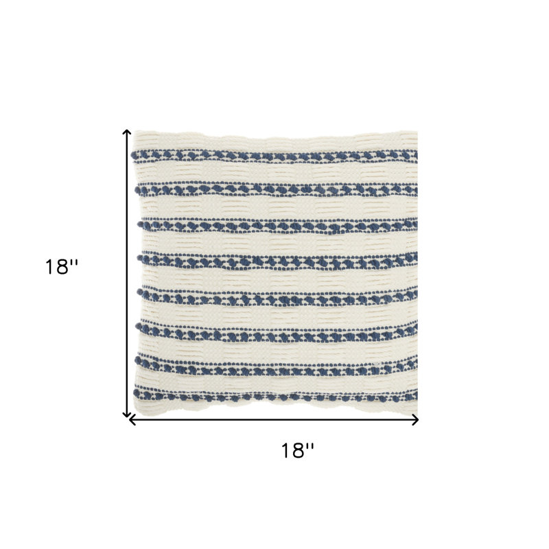18" Textured Stripes Throw Pillow, Navy Blue