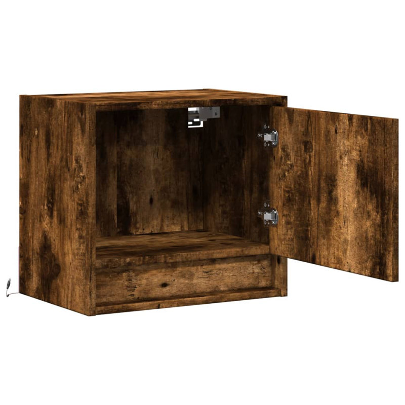 Daeshia 45cm W Manufactured Wood Bedside Table, Smoked Oak