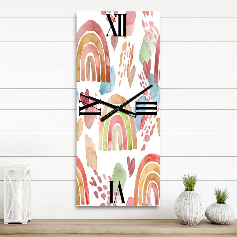 Horloge murale Rainbows Clouds and Hearts, Petit