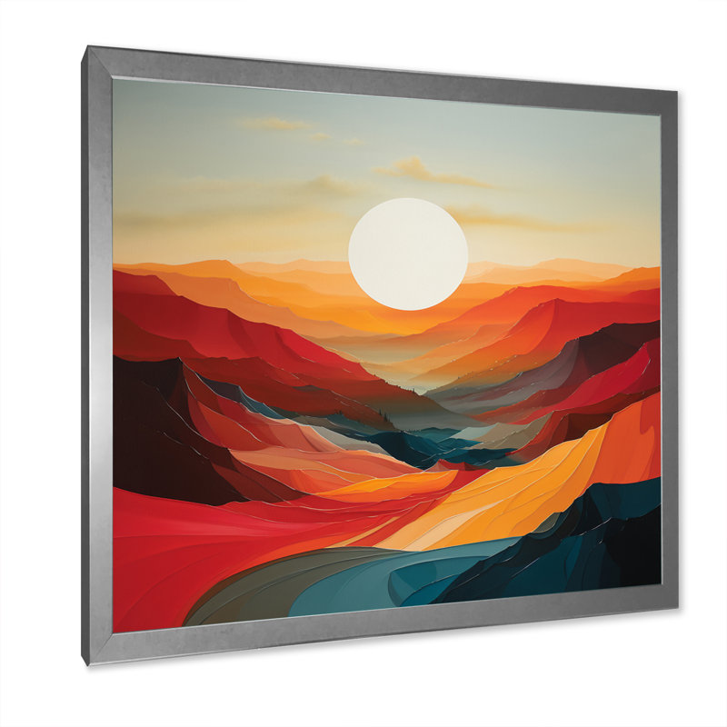 Bold Sunrise Horizon I - Décoration murale toile lever et coucher de soleil, Cadre simple argenté