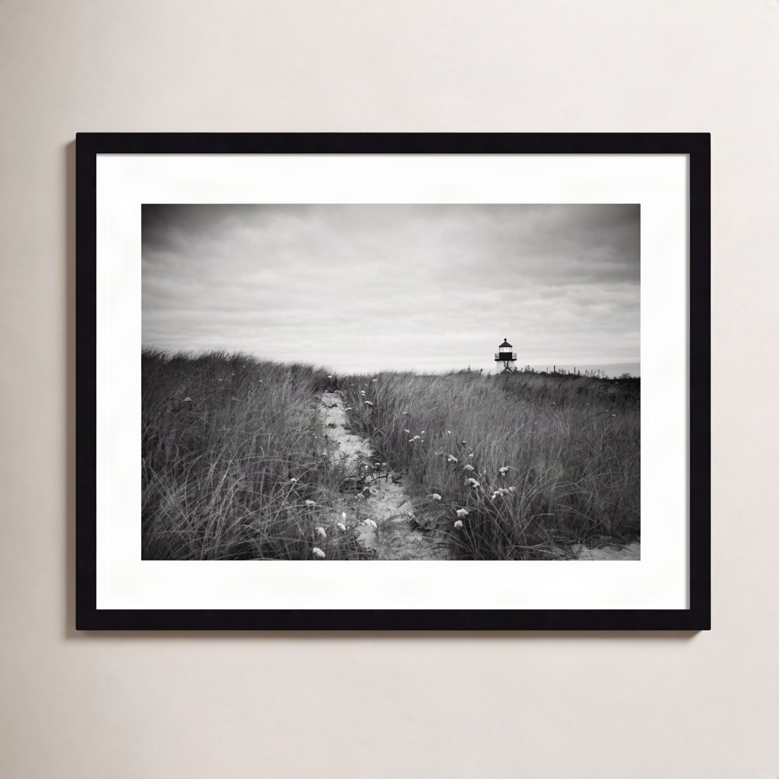 Nantucket Lighthouse Photo Print, 19" H x 25" W, Black