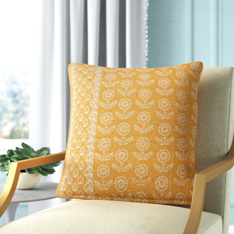 Elswickee Floral Cotton Throw Pillow, Brown/Gray, Pillow Cover Only - No Insert