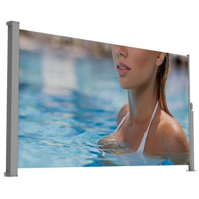 71"X138" Manual Retractable Side Awning, Gray, With Printing, Upf50+, Ideal For Outdoor And Garden Spaces American Design 71" Tall 138" Deep Semi-Transparent, Printed Screens, Pool Balcony Sun