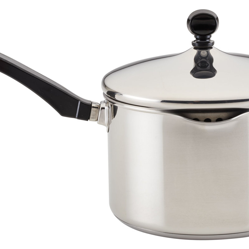 Farberware Classic Stainless Steel Straining Saucepan with Lid, 1-Quart, 3-qt.