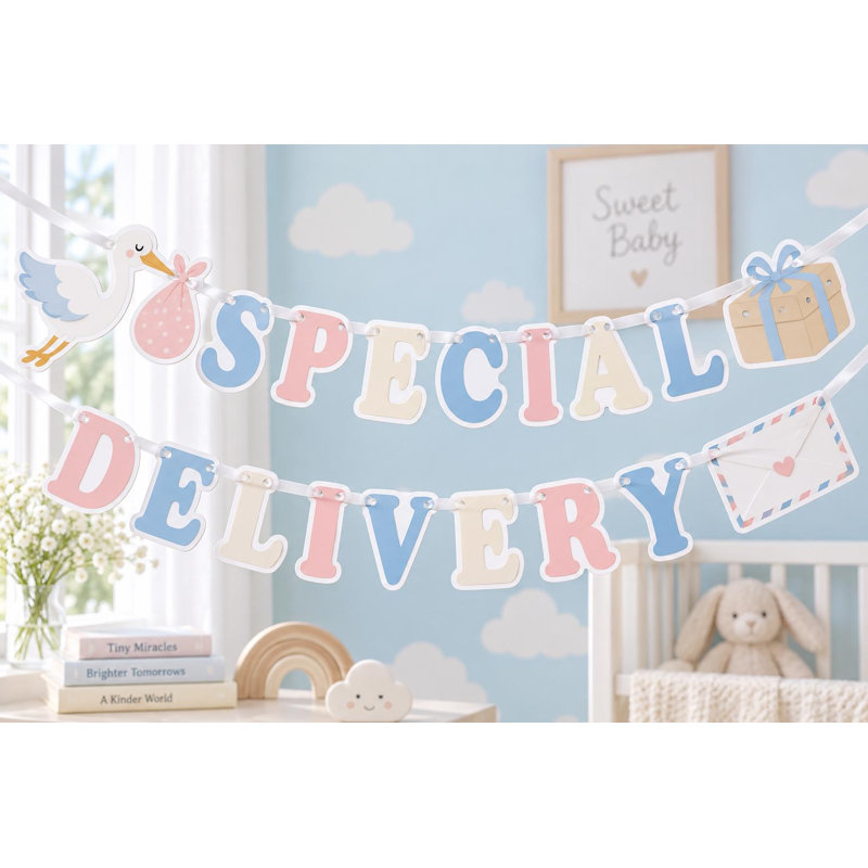 Special Delivery Banner, Baby Shower Party Decor, Handmade Cardstock Garland