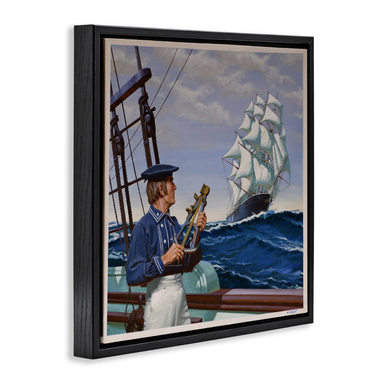 Flying Cloud Sailing Ship Floating Frame, design by Wind River Studios, Jet Black Floater Frame, 18" H x 18" W