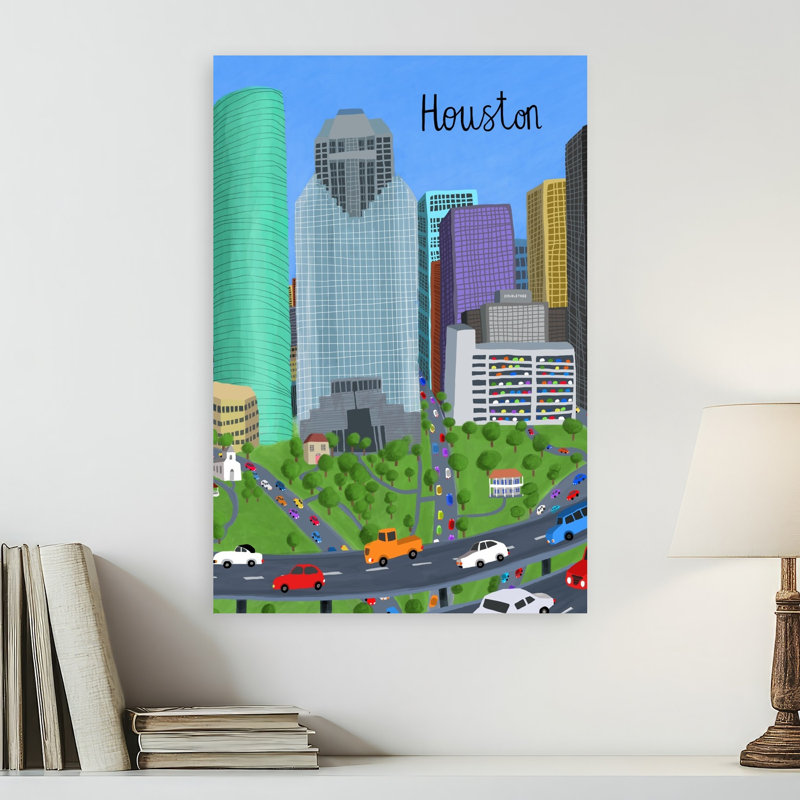 «Vibrant Houston Cityscape Colorful Modern Vibrant City Landscape», impression murale, H 24 po x l 16 po