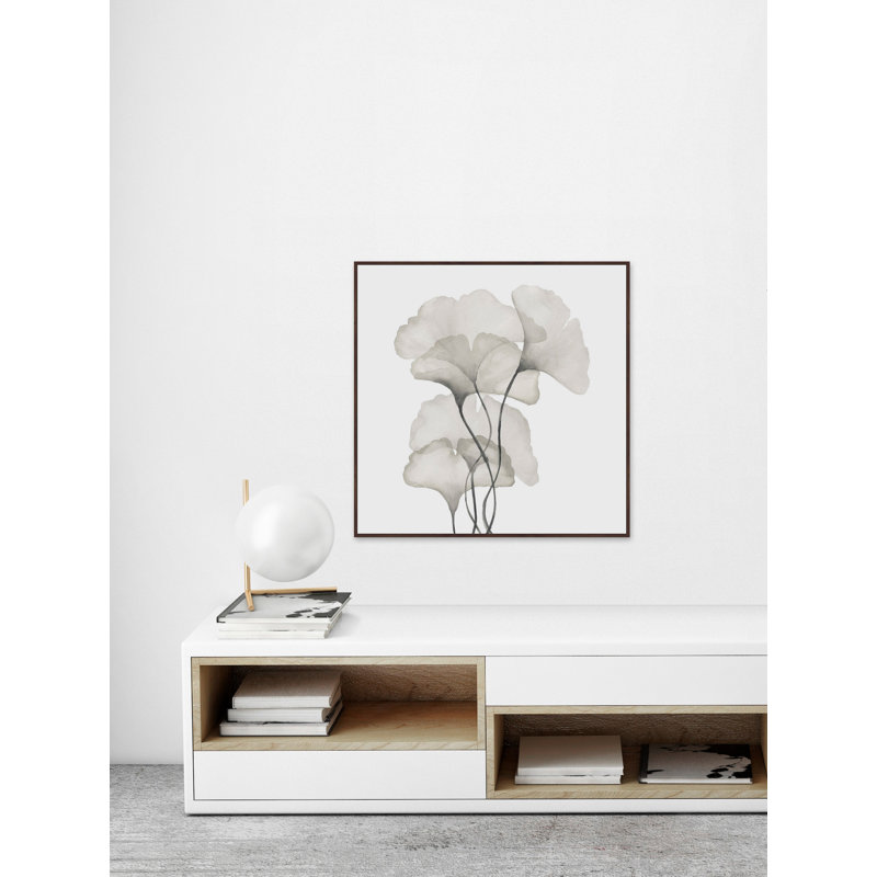 «Ginkgo Biloba Leaves», reproduction d'art graphique à cadre flottant, H 40 po x l 40 po x P 1,5 po, Encadrement brun