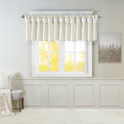 Lightweight Faux Silk Valance With Beads 50X26"
