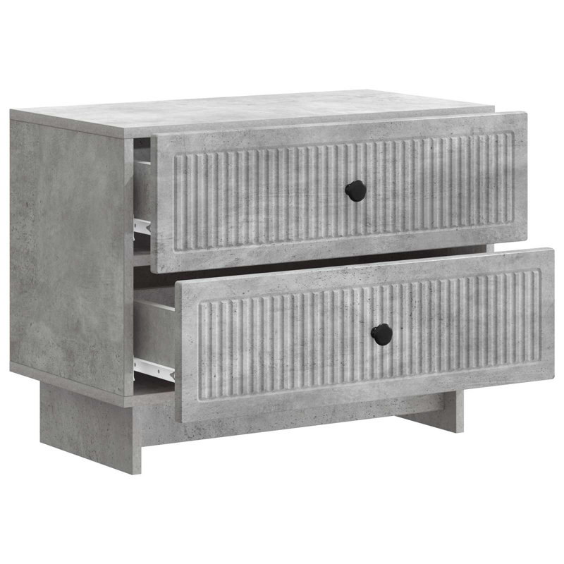 62cm W Manufactured Wood Bedside Table, Concrete Grey