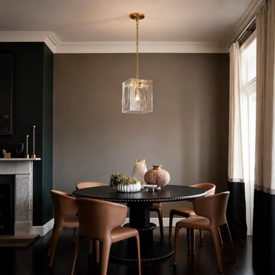 1-Light Antique Brass Metal Pendant With An Acrylic Shade