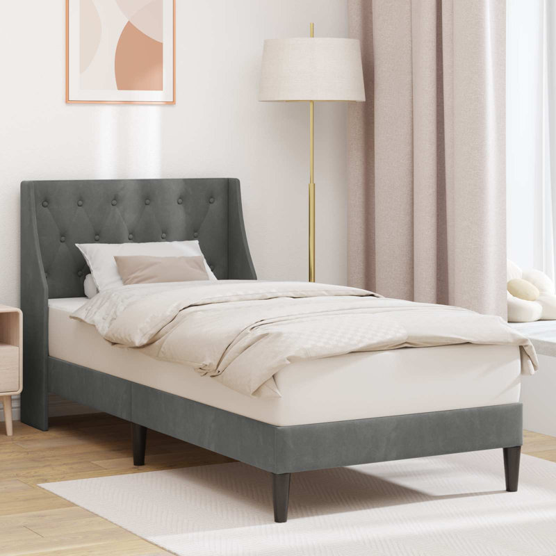 Upholstered Single (3') Bed Frame, Grey