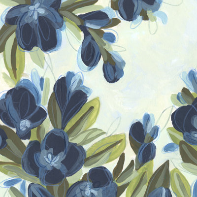 «Lush Indigo Blooms I» par June Erica Vess - peinture sur toile tendue