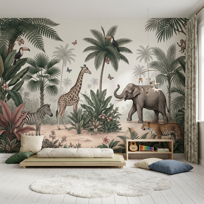 Décoration murale tropicale amovible Mute, Texturé non collé, 140 po x 108 po