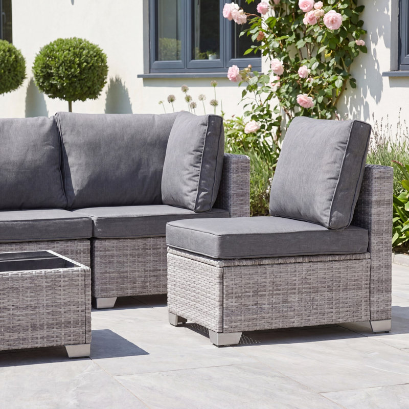 Saviano 6 Seat Modular Rattan Conversation Set, Grey