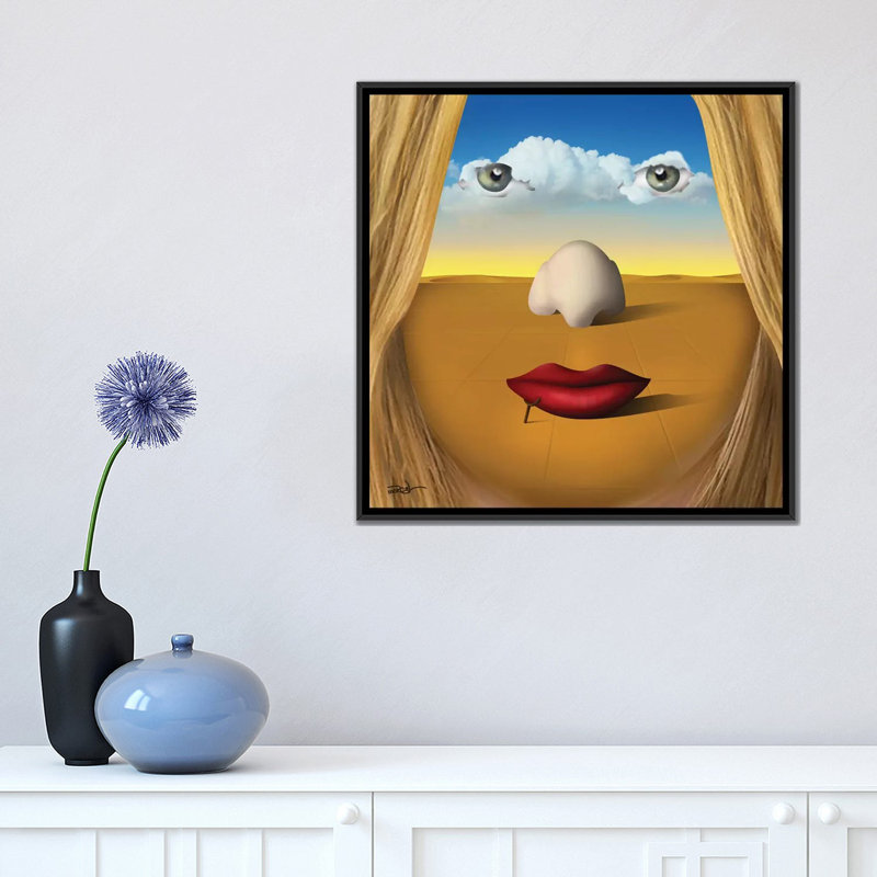 «Rosto (Face)», impression sur toile, H 18 po x l 18 po x P 1,5 po, Toile avec cadre noir, Pas de tapis