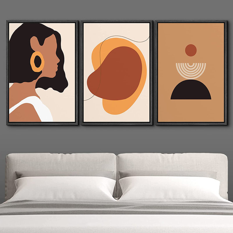 IDÉE4WALL, art mural sur toile encadré 3 pièces pour salon, chambre à coucher, fille, Mattis et impressions sur toile brutalistes pour la décoration de la maison moderne prête à être accrochée