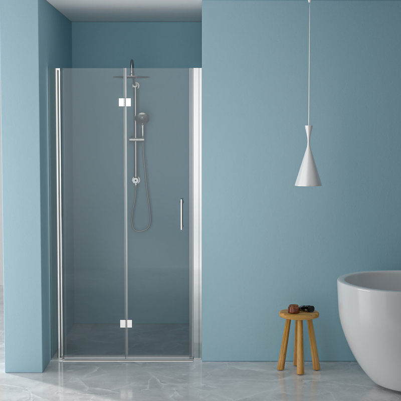 Porte de douche pliante l 30 po x H 72 po en verre trempé, espace, aspect réglable avec entrée pliante