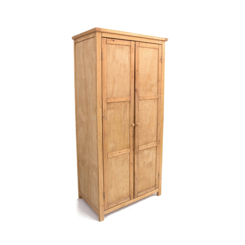 Pompey 2 Door Solid + Manufactured Wood Wardrobe, Waxed