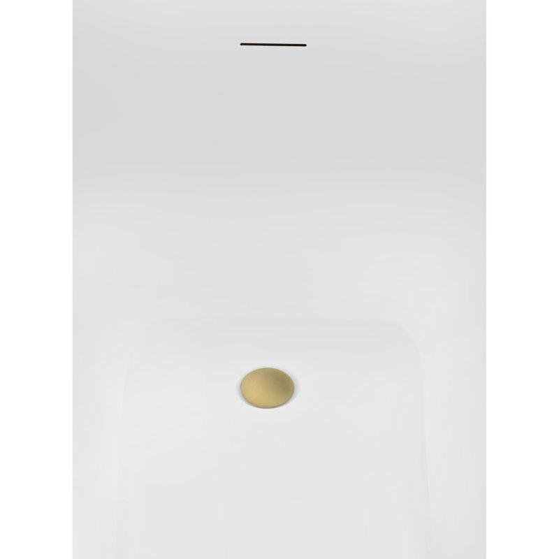 Baignoire autoportante 51 po en acrylique blanc brillant avec plateau en bambou Streamline, Laiton brossé
