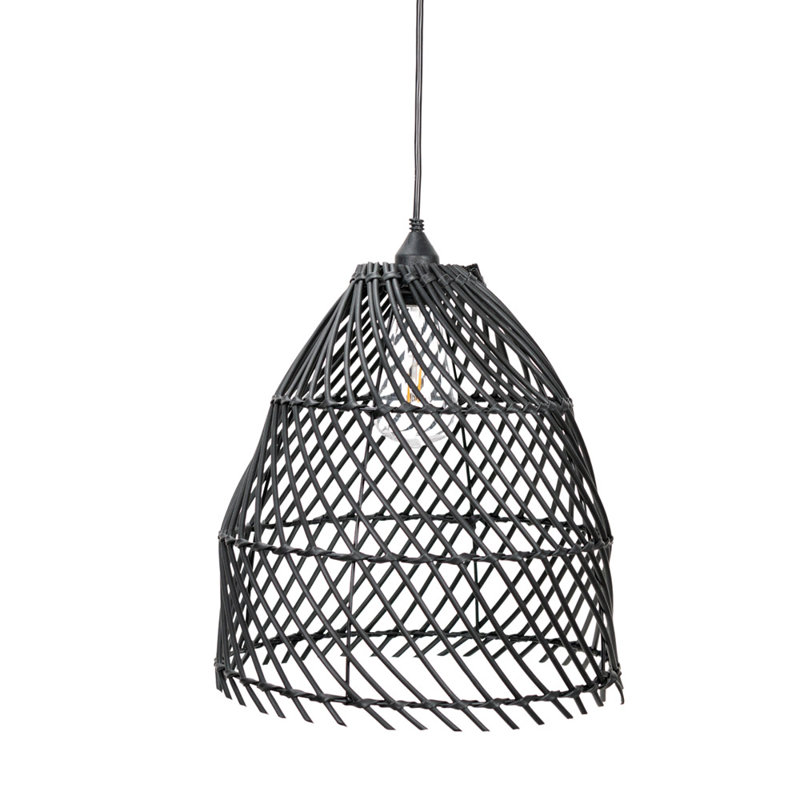 Black Rattan Battery Operated Outdoor Hanging Pend LED Outdoor Pendant