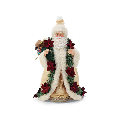 Possible Dreams Christmas Traditions Old World Poinsettia Santa Figurine 10.5 Inch