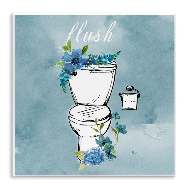 Floral Bathroom Rules Flush Wall Plaque, design by Nan