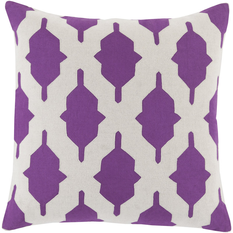 Geometric Wool Blend Throw Pillow, 20" H x 20" W x 4" D, Polyester, Violet