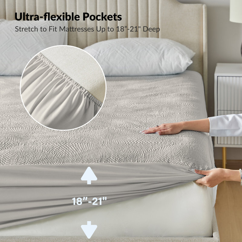 Cooling Mattress Protector, Light Gray, Full / Double