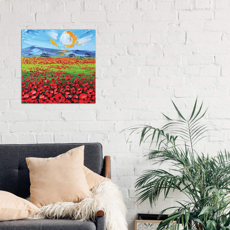 Reproduction d’art, "Poppies I" par Lisa elley, H 12 po x l 12 po x P 0,75 po, Toile tendue