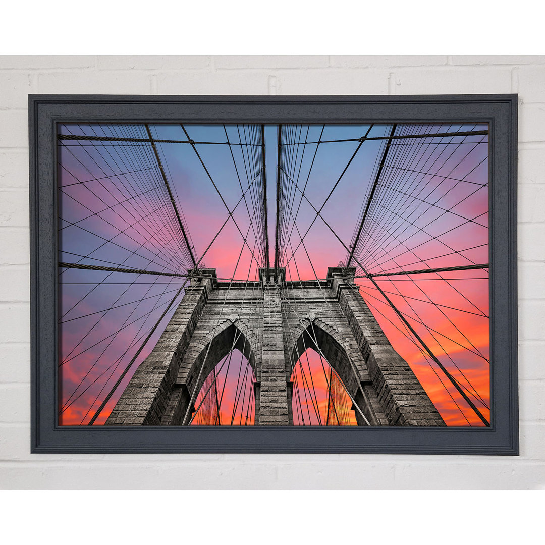 Feuerhimmel über der Brooklyn Bridge - Druck