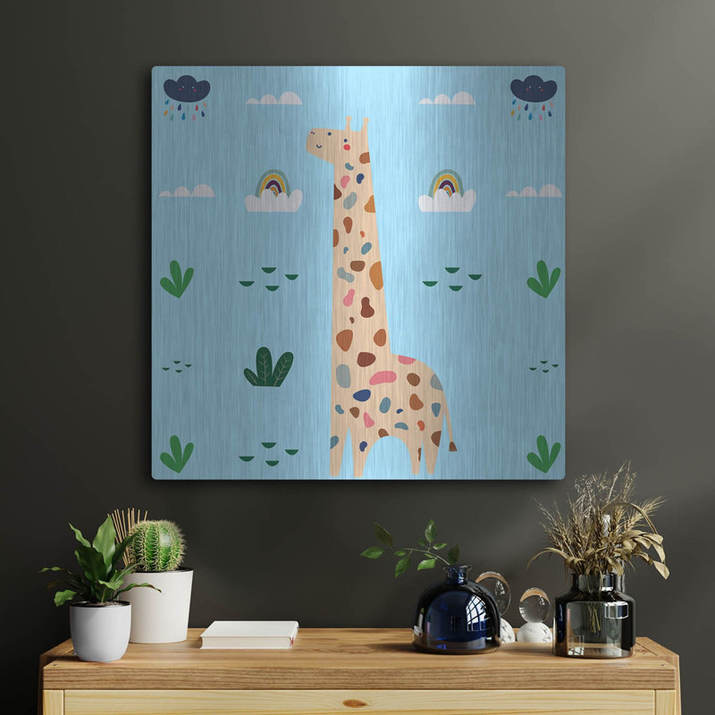 Mignon girafe, art mural en métal 2 pi, H 24 po x l 24 po