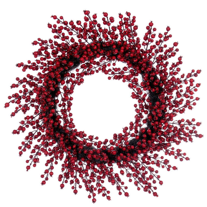 28" Red Crab Apple Mixed Berry Wreath.