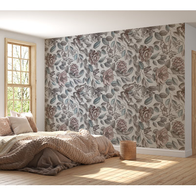 Murale florale pelez et collez - mosaïque rustique
