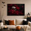 Impression sur toile, crâne humain foncé gothique entouré de roses rouges-257317290