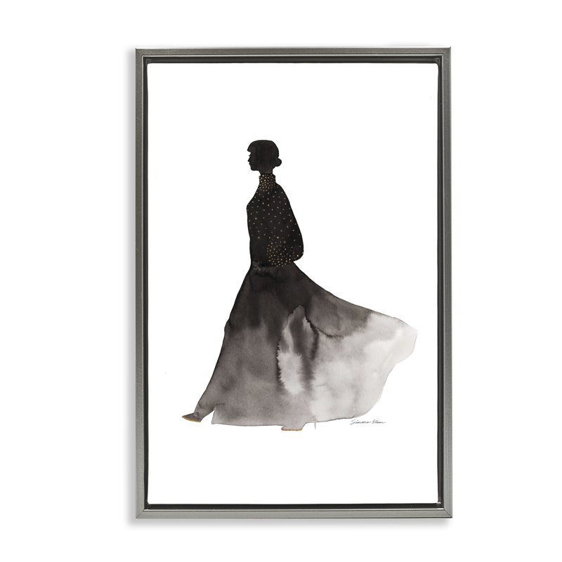 Couvert d'un cadre flottant à silhouette dorée, design par Simone Elum, Cadre flottant gris lustré, H 25 po x l 17 po