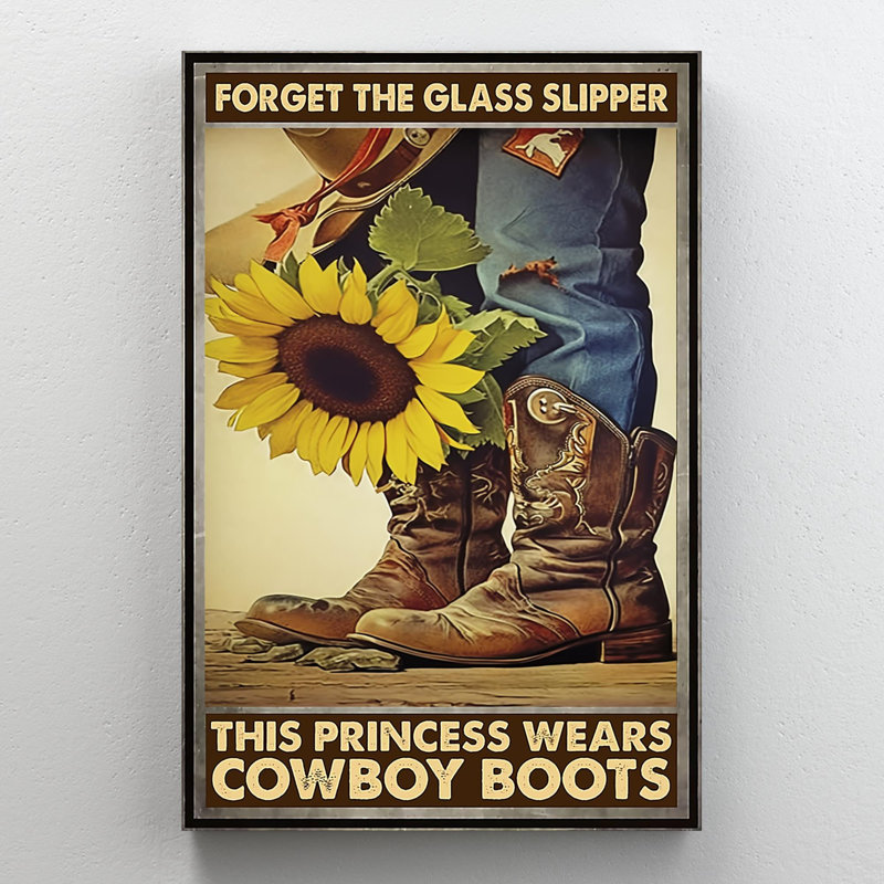 Ladaker, cette princesse porte des bottes de cowboy sur toile, H 36 po x l 24 po x P 1,25 po