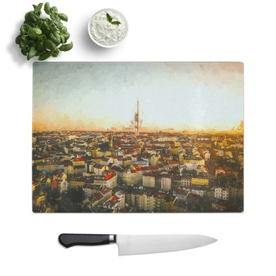 Tempered Glass Skyline of Prague Chopping Board