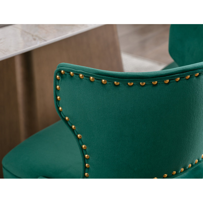 Fauteuil à oreilles en velours khanya, Vert