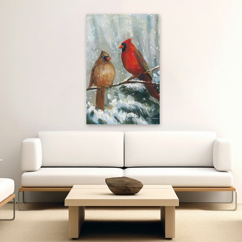 Fêtes, oiseaux, animaux, branches, cardinaux, art, H 60 po x l 40 po