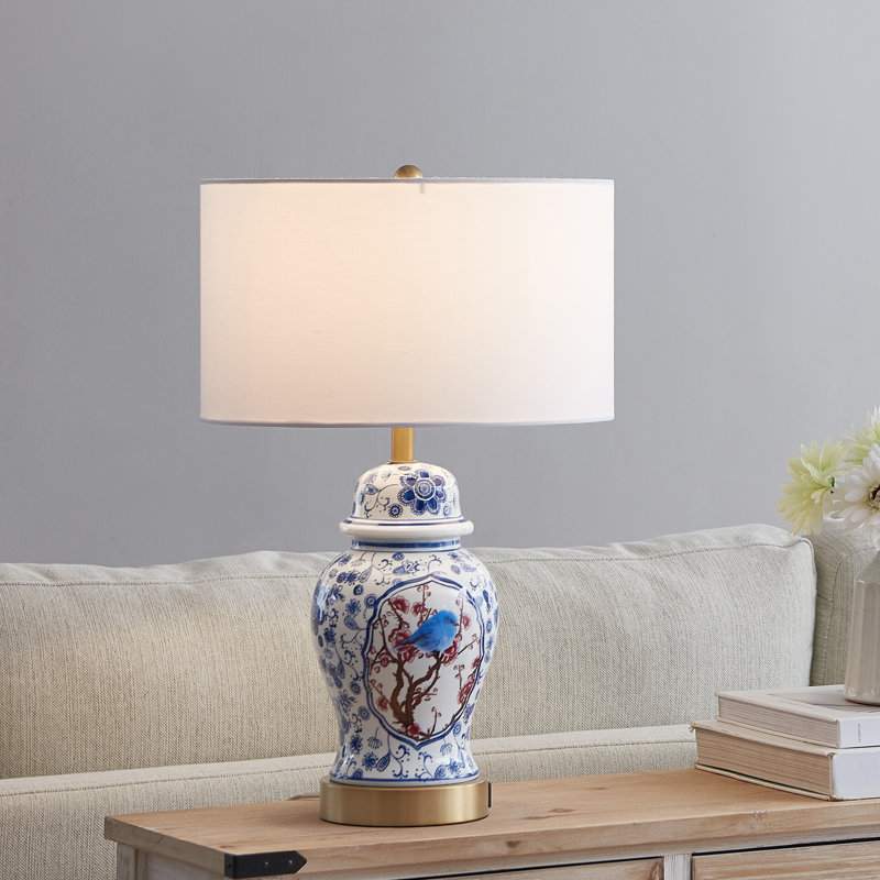 Alekya Ceramic Table Lamp with USB Ports & Type C
