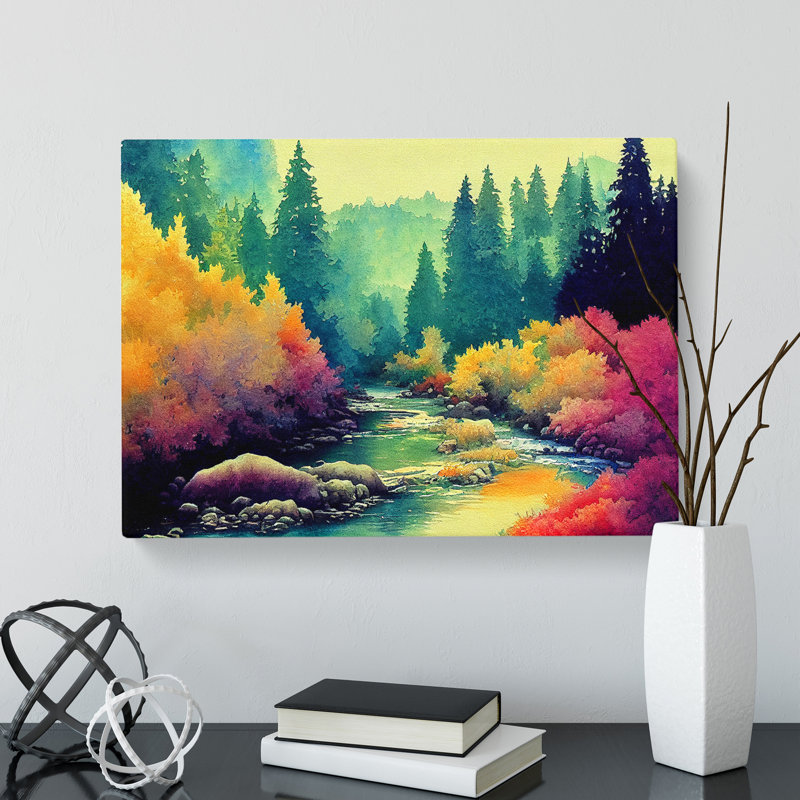 Colourful Forest Stream Vol.3 - Wrapped Canvas, 35cm H x 50cm W x 3cm D