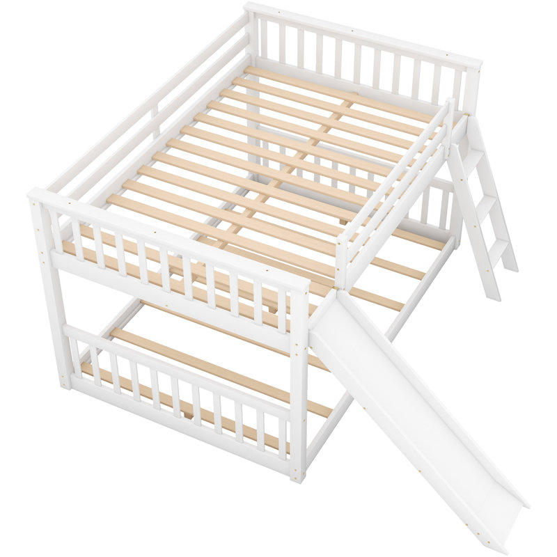 Full Over Bunk Bed With Convenient Slide And , White - Solid Build Compact Versatile