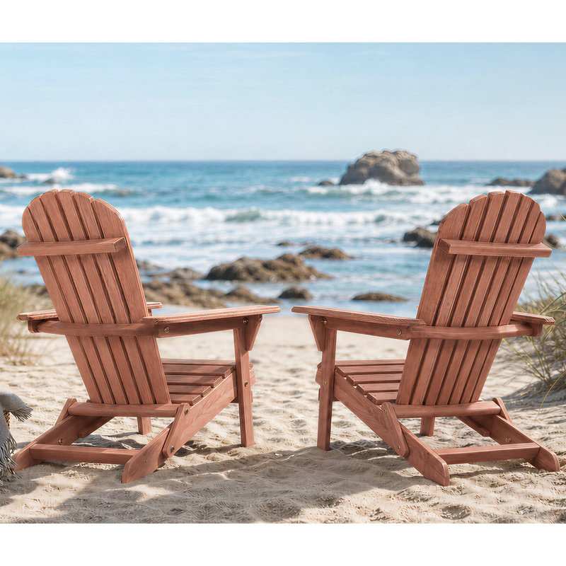 Ensemble de 2 chaises Adirondack pliantes en bois massif pour terrasse, cour, porche, jardin et terrasse avec accoudoirs larges