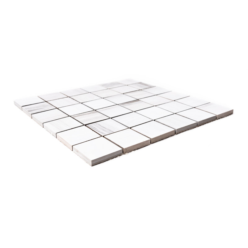 Soho 12" x 12" Porcelain Marble Look Mosaic Wall & Floor Tile, Silver