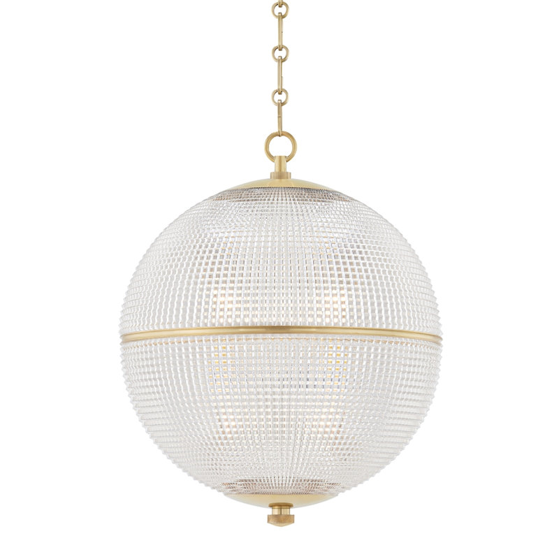 Luminaire suspendu sphère n ° 3 par Mark D. Sikes, H 16,75 po x l 13 po x P 18,25 po, Laiton vieilli