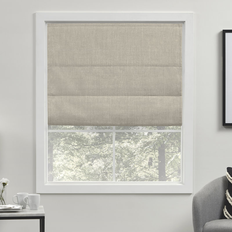Exclusive Home Acadia 100% Blackout Roman Shade, 27"W x 64"L, Beige