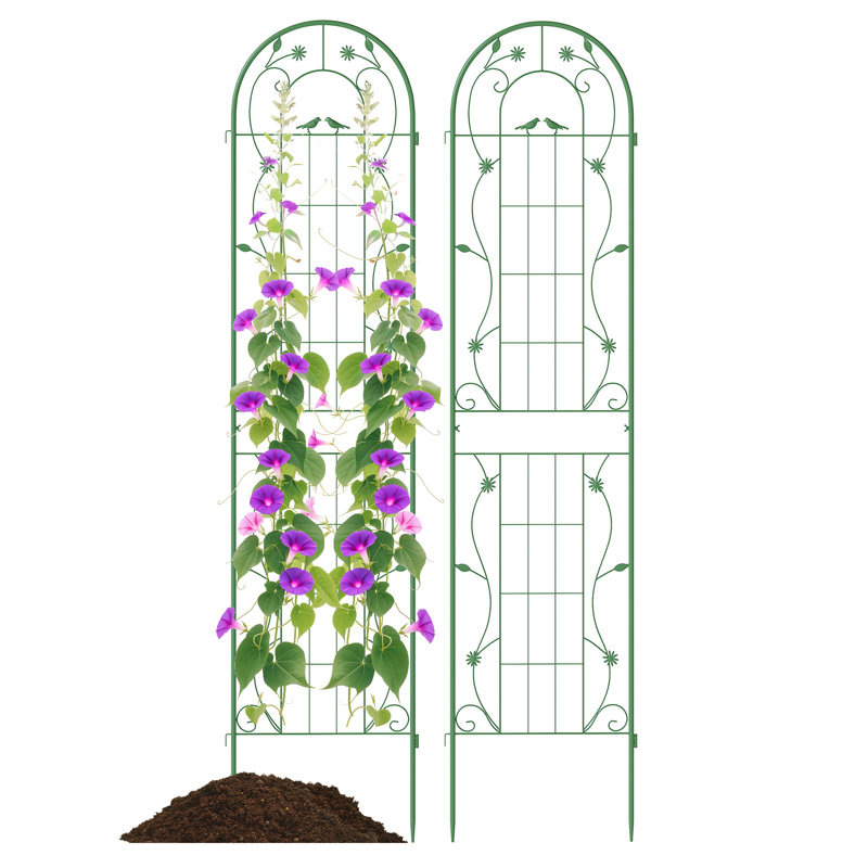 Metal Arched Trellis, Green, 220cm H x 50cm W