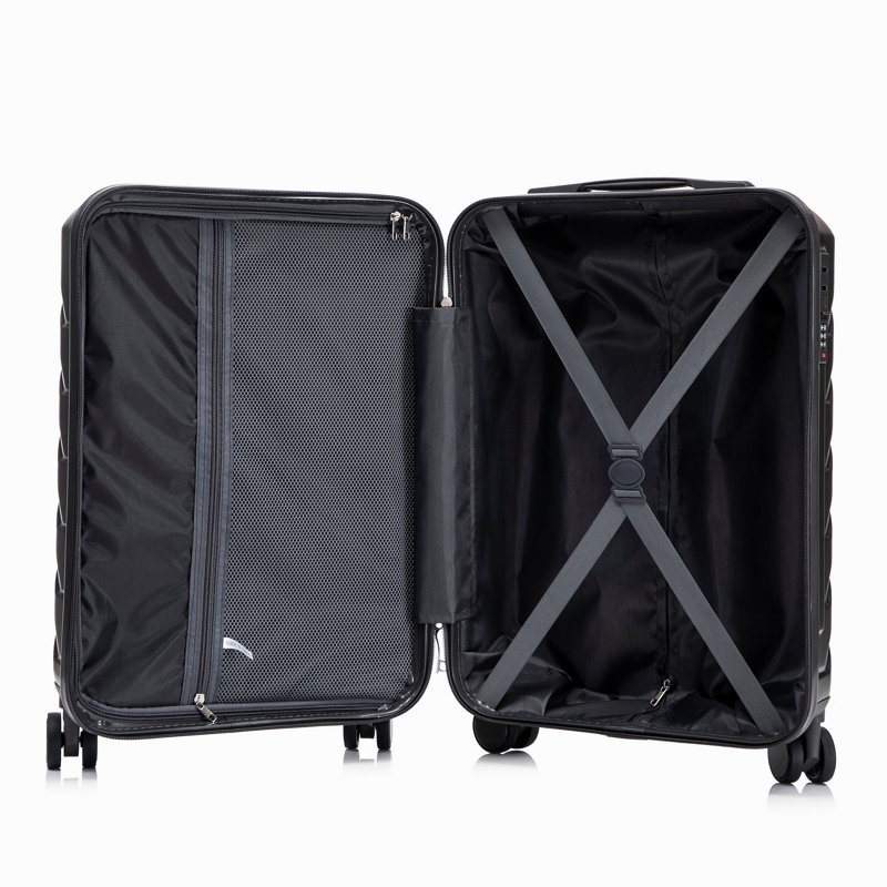 14 "/ 20" 2 pièces / ensemble dans un bagage à roulettes en ABS, avec serrure à combinaison, étui à cosmétiques 14 "(gris foncé)
